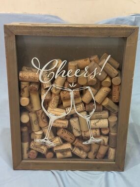 Cheers! Wine Cork Shadow Box Display Shelf - Brown